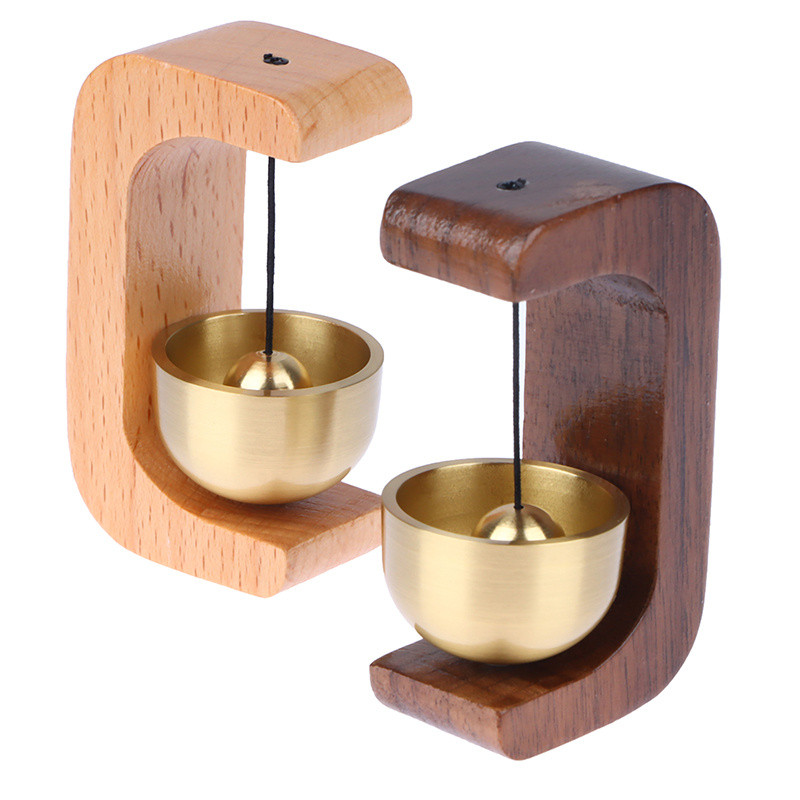 Ouverture de porte en bois de noyer sonnette carillon réfrigérateur  décoration magnétique patte de chat carillons cloche en cuivre pur