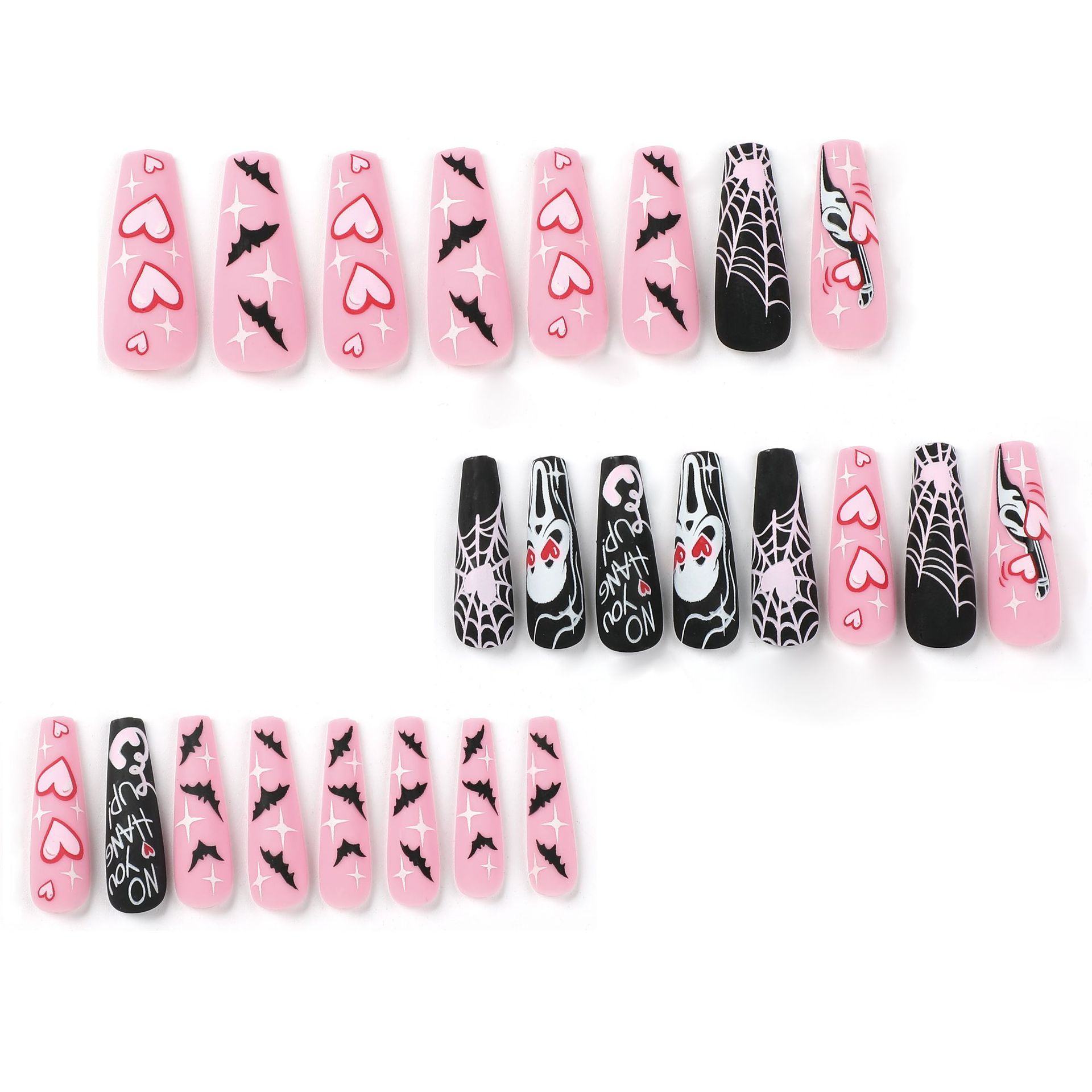 Extra Long Coffin Fake Nails, Halloween Press On Nails With Cute Ghost  Silvery Glitter Cobweb And Moon Spider Design, Glossy Glue On Nails For  Women Girls - Temu Belgium