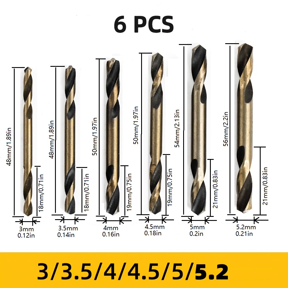 6 adet Ultra-Sert Kobalt Uçlu Matkap Uçları - Çift Başlı, Çift Kenarlı, Metal ve Paslanmaz Çelik!