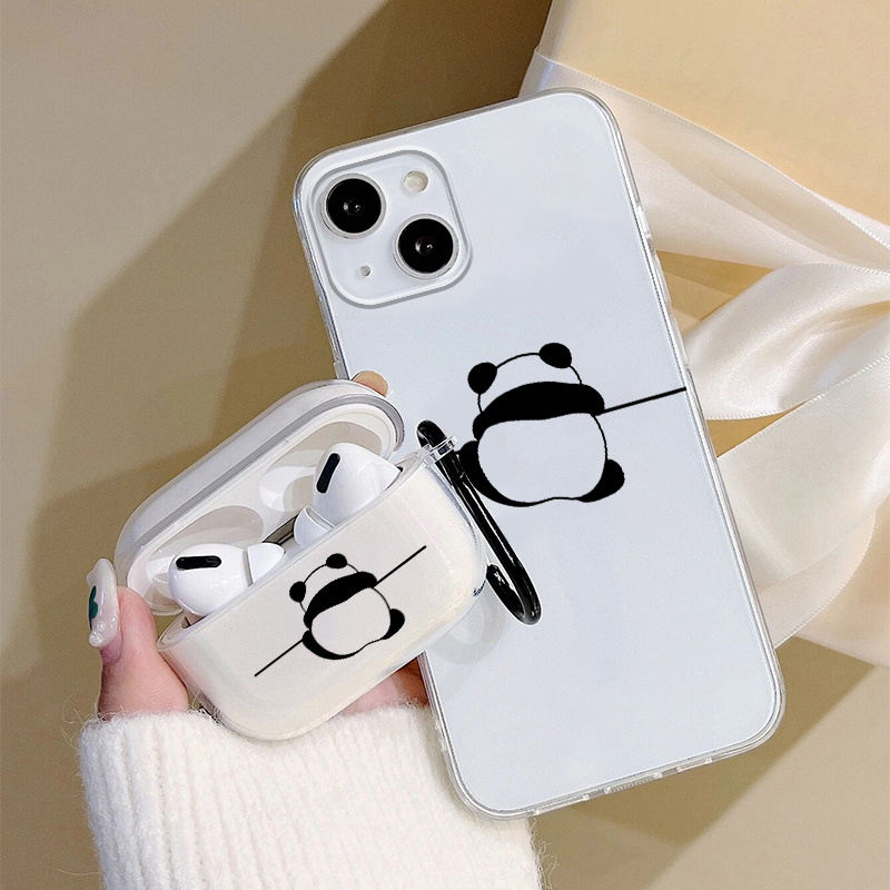 

1pc Case For Airpods Pro & 1pc Case Cute Panda Graphic Phone Case For Iphone 11 14 13 12 Pro Max Xr Xs 7 8 6 Plus Mini Earphone Case Luxury Silicone Cover