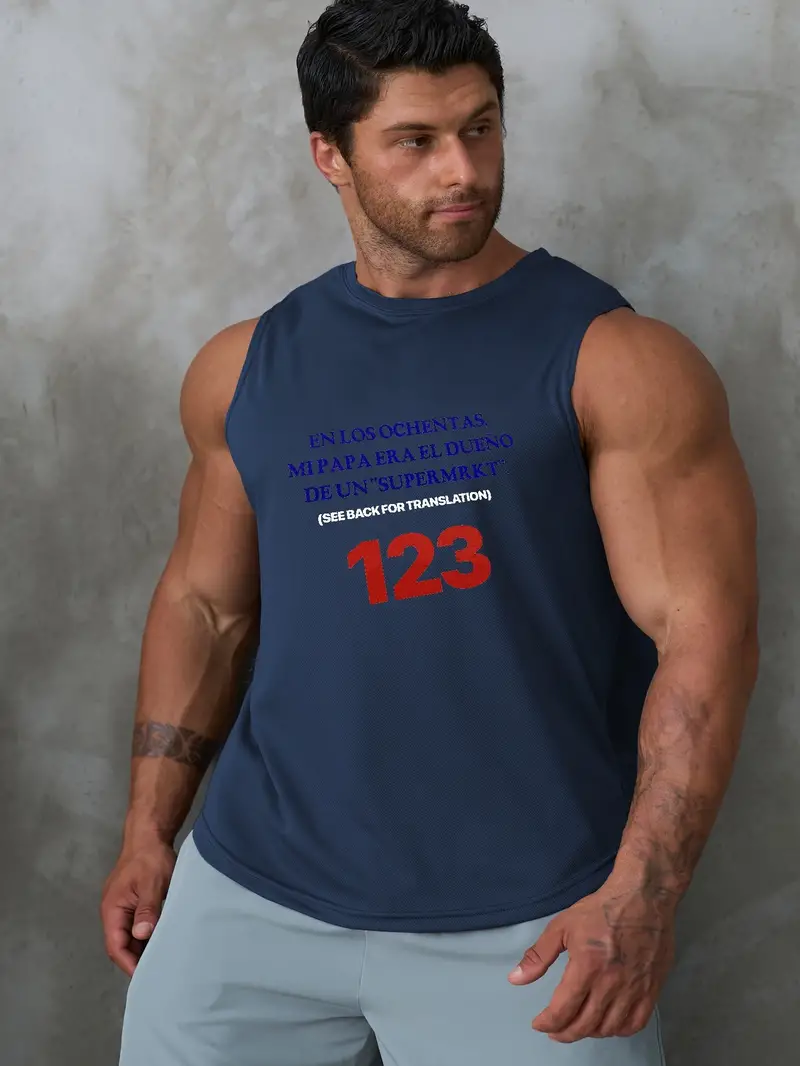 Oversized Men's Tank Top Números Letras Impresión Camisetas - Temu