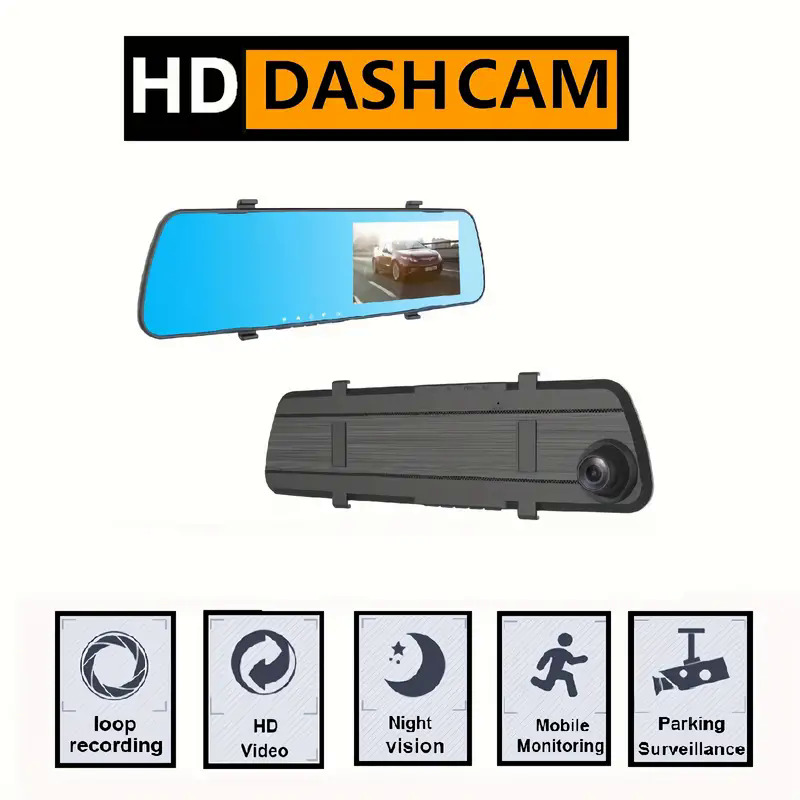 1080p Hd 10 Zoll; Spiegel Dash Cam Front Rückseite 1080p - Temu