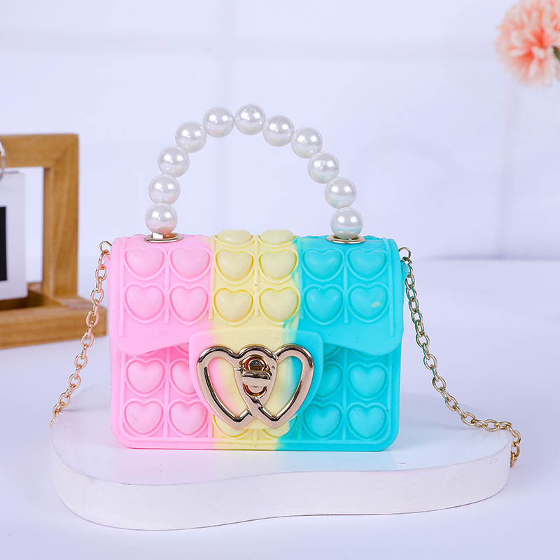 Mini Jelly Bag Purse Candy Crossbody Handbag Pearl Handle Handbag for Girls  Kids Blue 