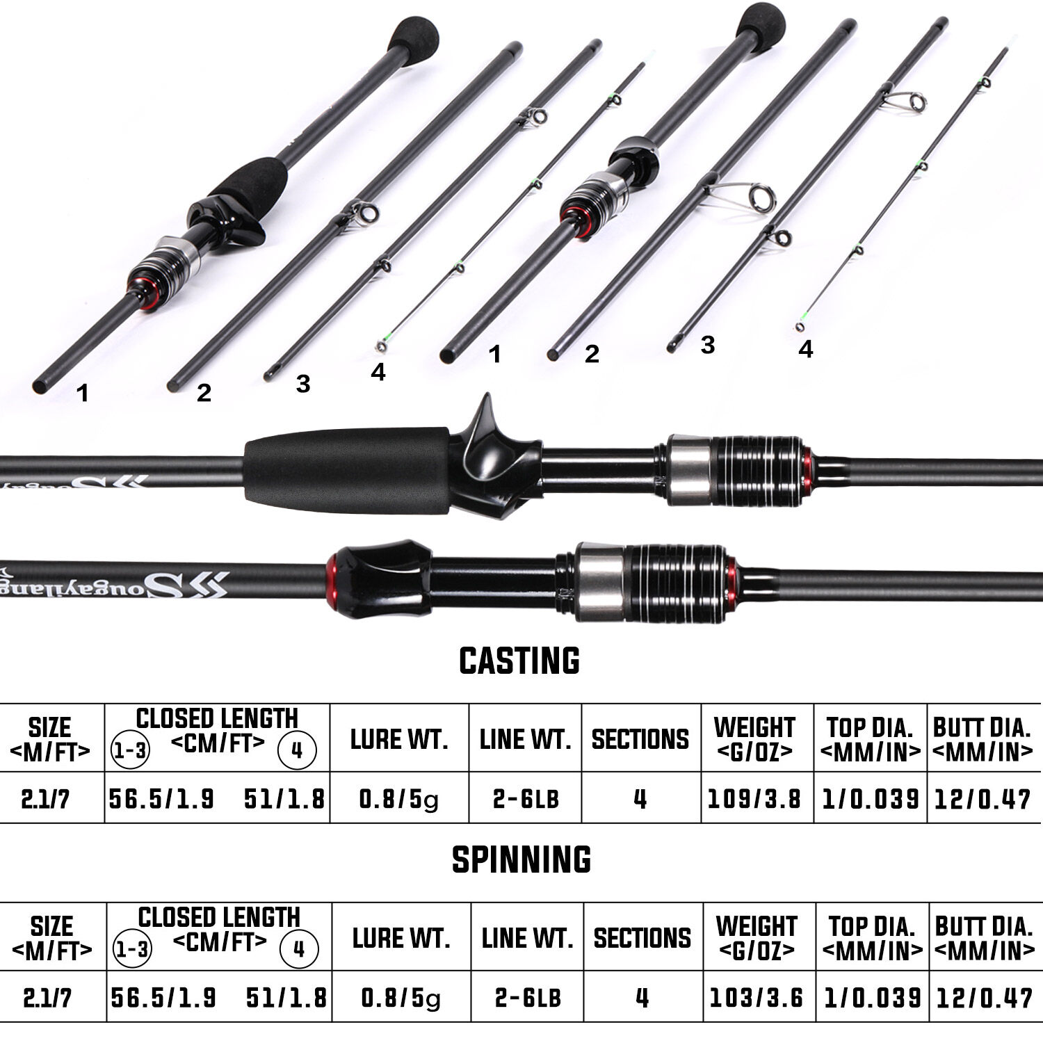 fishing rod 2.1m Casting Fishing Rod and Reel Set 0.8-5g Lure