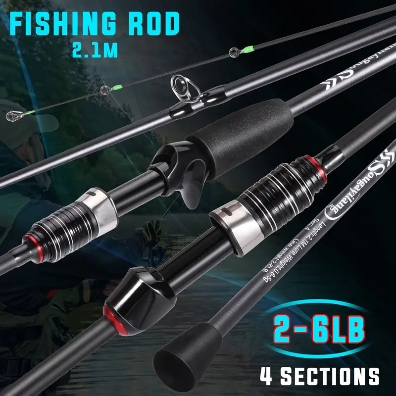 Sougayilang Micro Fishing Rod, 4-section Ultralight Fishing Rod,  High-sensitivity Fishing Pole, 180cm (6ft) 210cm (7ft)