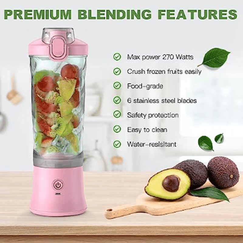 Portable Blender Mini Blender For Shakes And Smoothies Rechargeable USB  380Ml Traveling Fruit Juicer Cup With 6 Blades - AliExpress