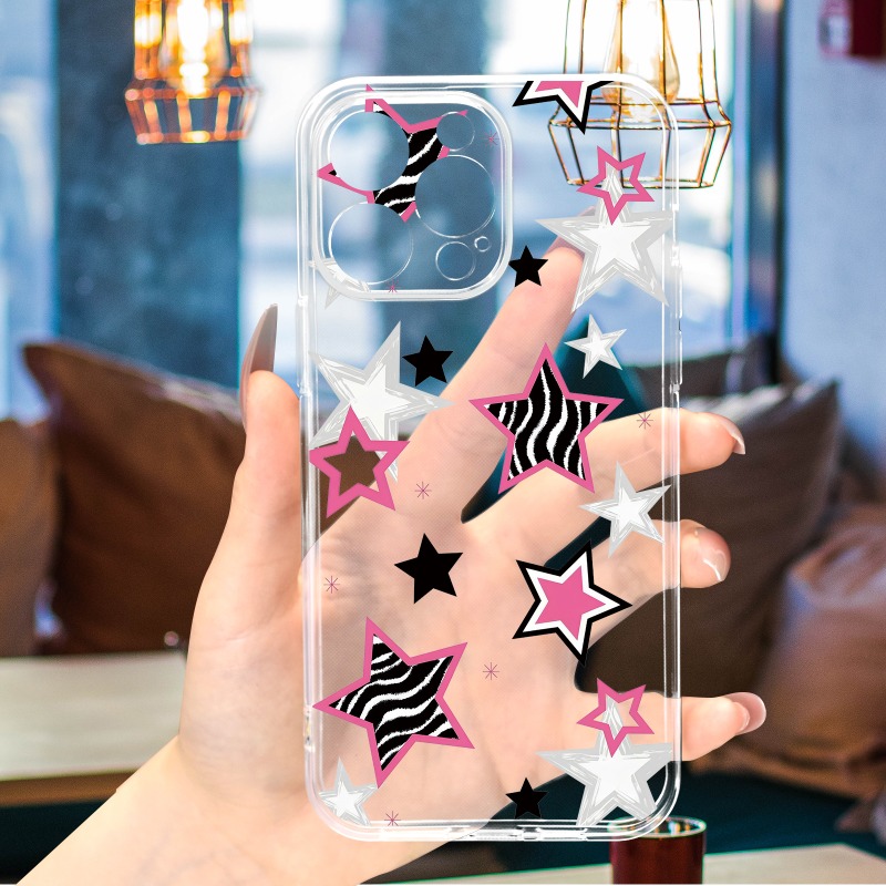 

Bj00152 Zebra Pattern Stars - Transparent Bright Surface Tpu Painting - No