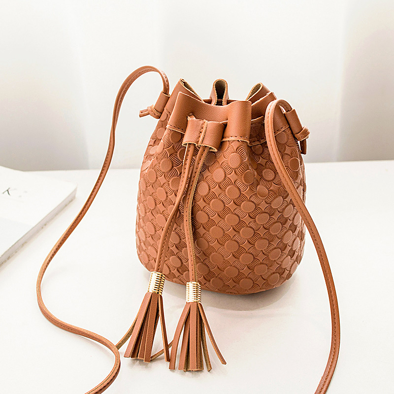 Women's Retro Leather Shoulder Mini Bucket Bag