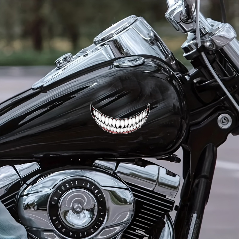 Persönlichkeit Teufel Zähne Grafik Motorrad Helm Aufkleber, Halloween  Wasserdicht Auto Helm Aufkleber