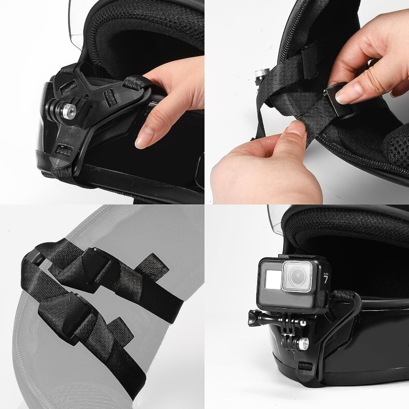 Fdit Support de sangle de caméra pour casque Casque de moto caméra de  montage de ceinture de caméra d'action casque de