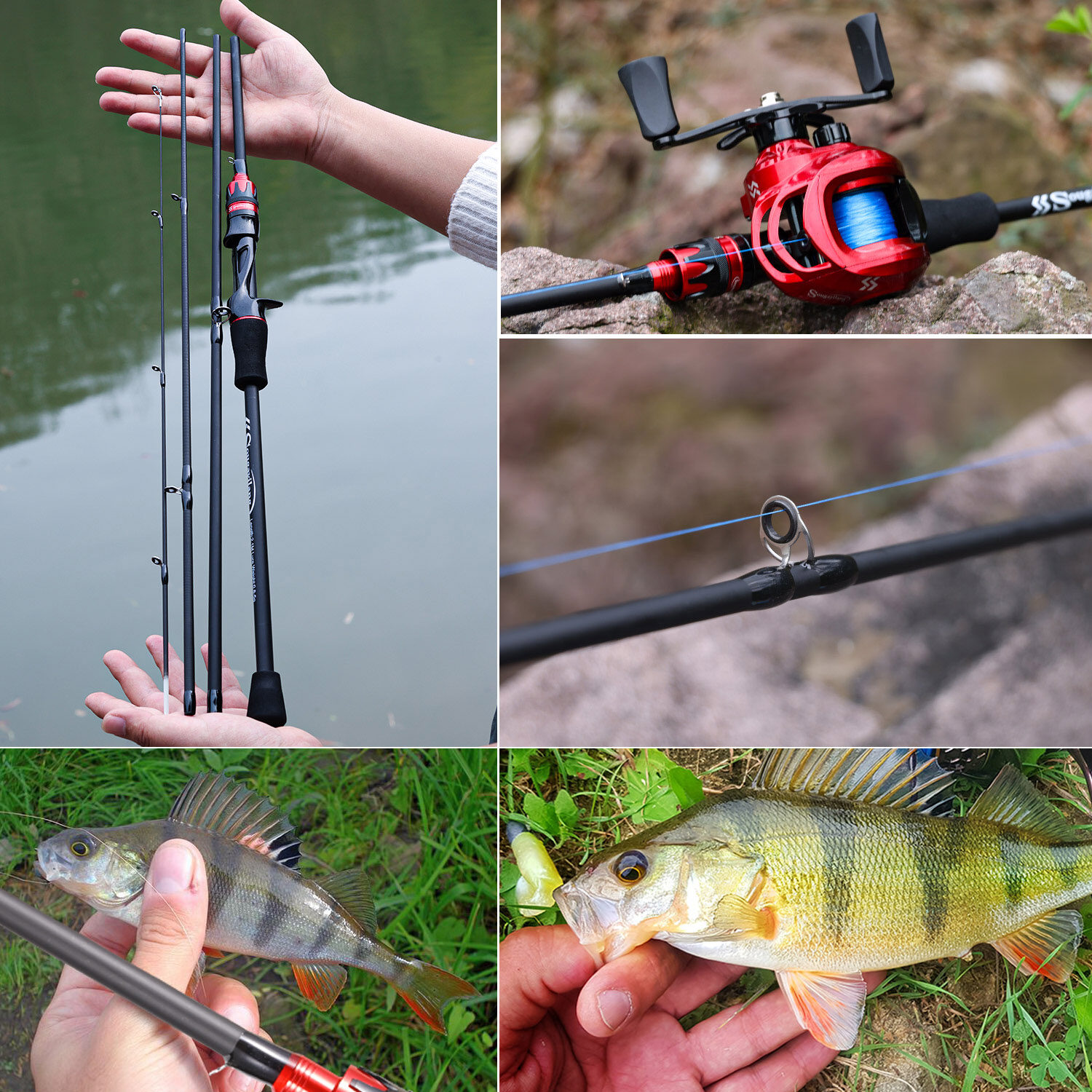 Glass Fiber Fishing Rod and Reel Set Casting Fishing Rods Carbon