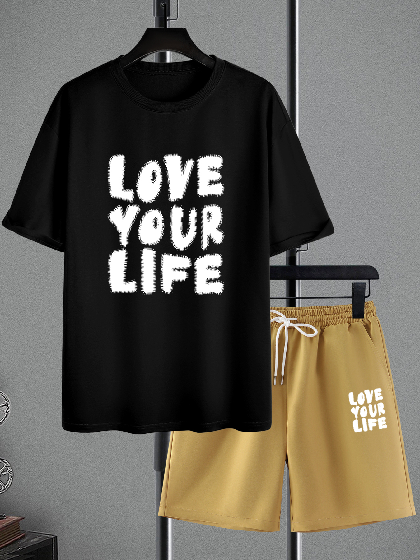 Plus Size Mens Love Your Life No Atlanta Print T Shirt For Summer