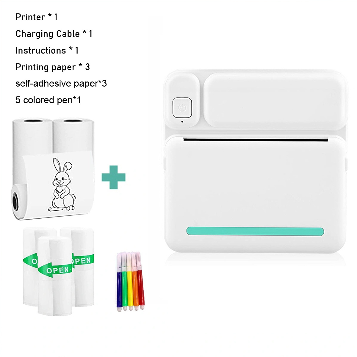 1pc Mini Imprimante, Imprimante Thermique Portable Sans Encre Intégrée  Batterie 1200mAh Imprimante Photo Sans Fil BT Sticker Maker Machine  Étiquette I