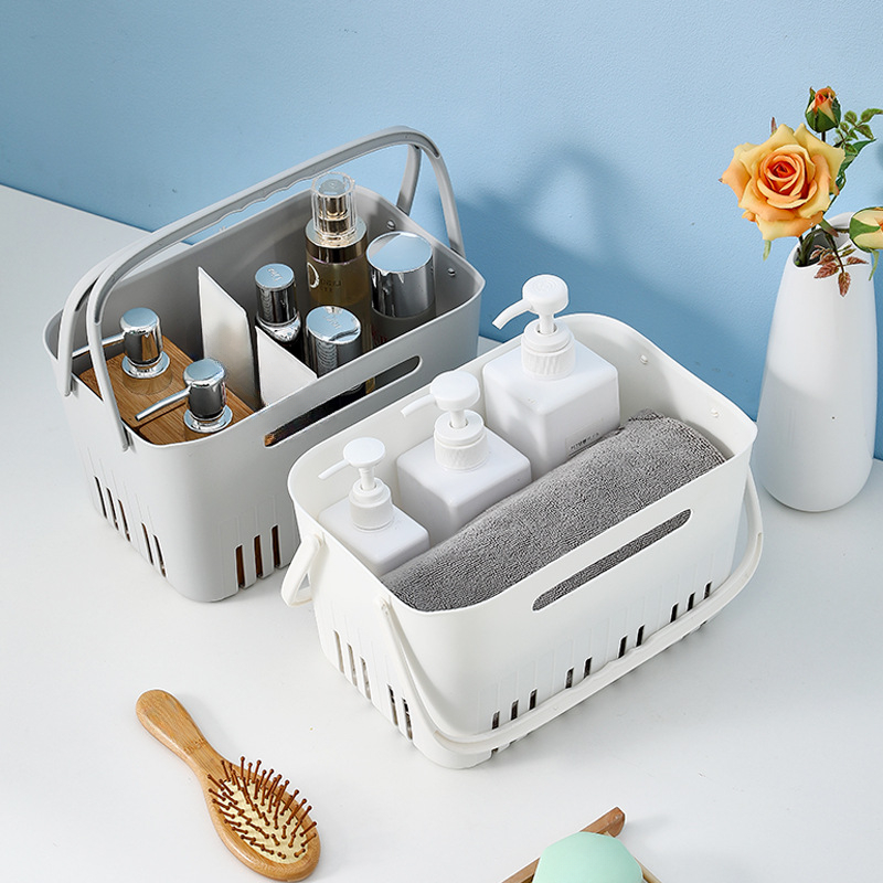 Plastic Portable Bath Basket With Handle, Shower Supplies Storage Basket,  Bathing Supplies Organizer Basket, Bathroom Organization And Storage,  Bathroom Accessories - Temu