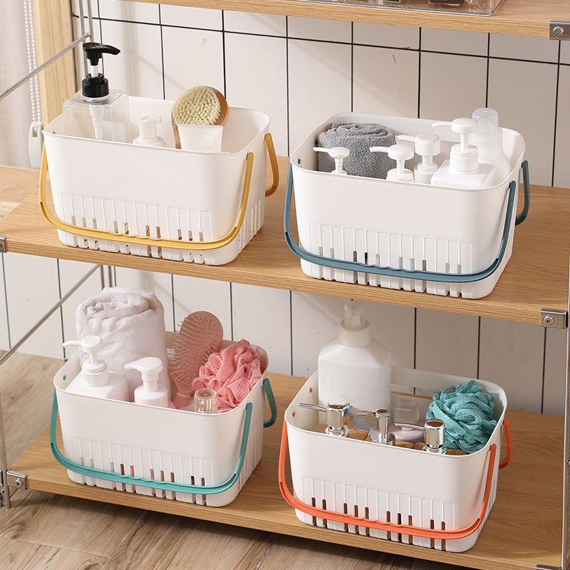 Plastic Portable Bath Basket With Handle, Shower Supplies Storage Basket,  Bathing Supplies Organizer Basket, Bathroom Organization And Storage,  Bathroom Accessories - Temu