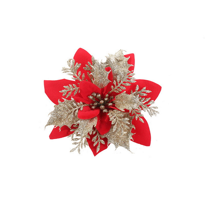 Poinsettias Artificial Christmas Flowers 7 Heads Silk - Temu