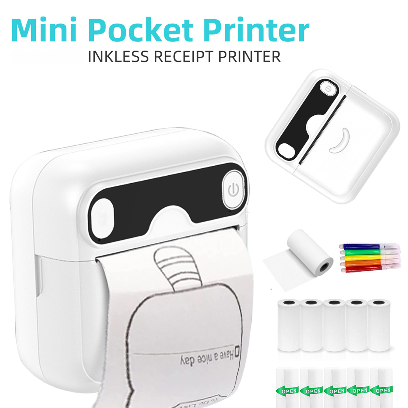 Mini stampante termica portatile per etichette termiche airprint per  bambini Regali Stampante termica per etichette tascabile
