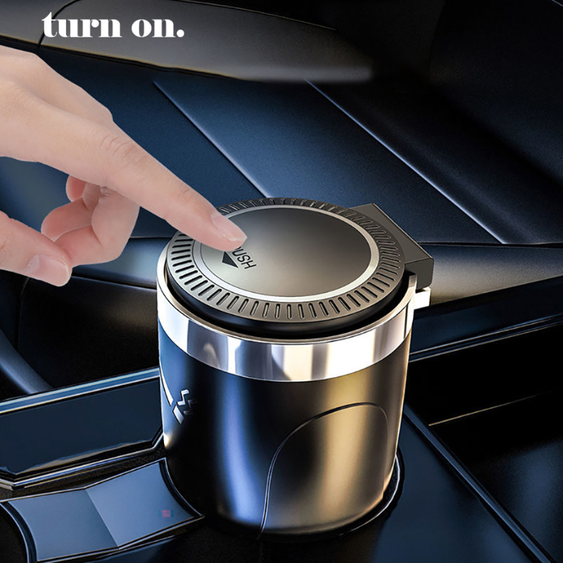 Portable Car Ashtray LED Light Auto Travel Cigarette Ash Holder Cup Home  Silver