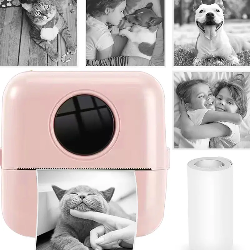 pocket printer wireless thermal printers with 11 rolls printing paper and 1200mah battery portable inkless printer for iphone mini sticker printer compatible with ios android details 1