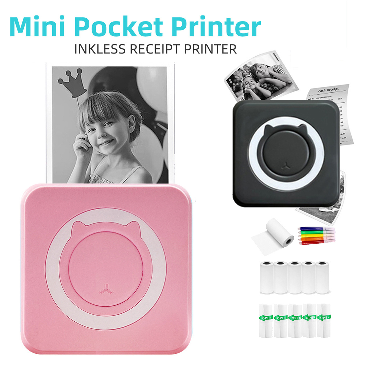 Mini Portable Wireless Mobile Color Handheld Inkjet Printer WIFI USB  Bluetooth