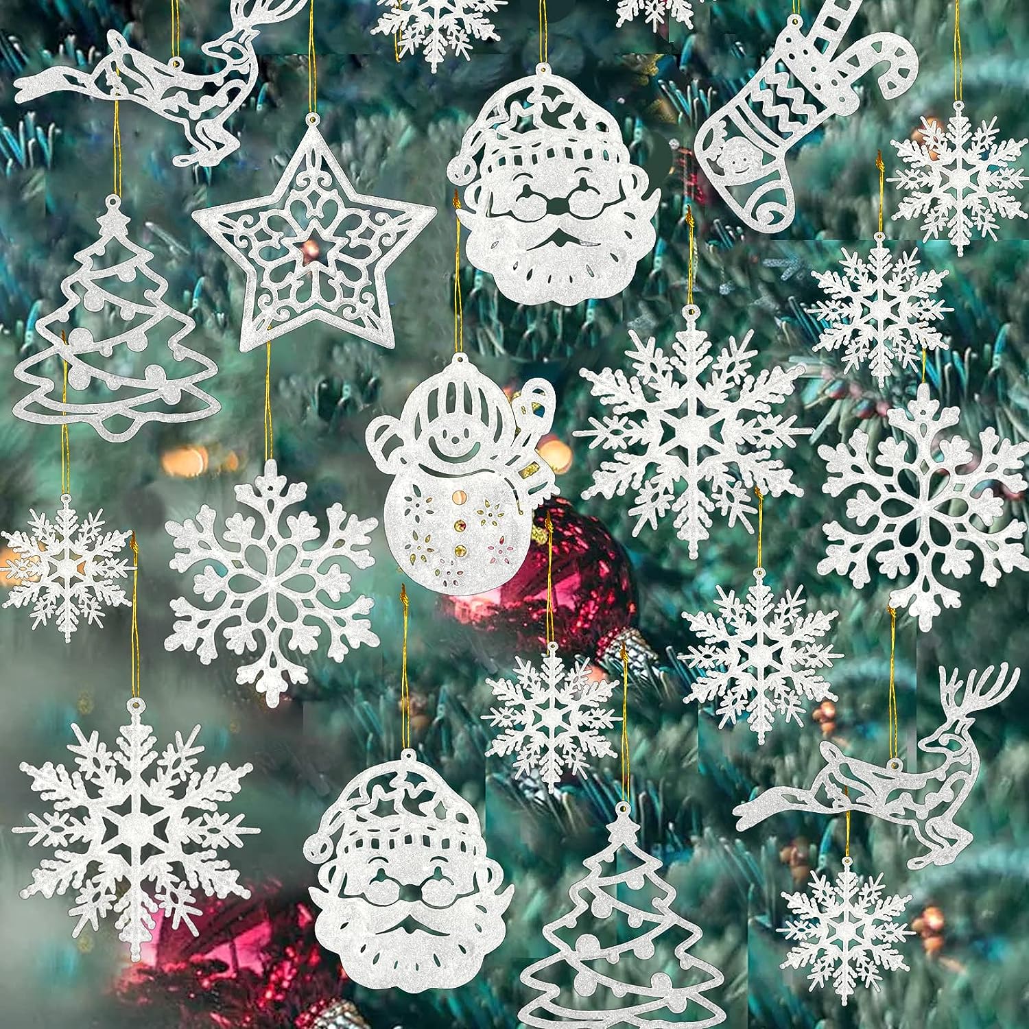 Premium Reusable White Christmas Decorations - Winter Wonderland
