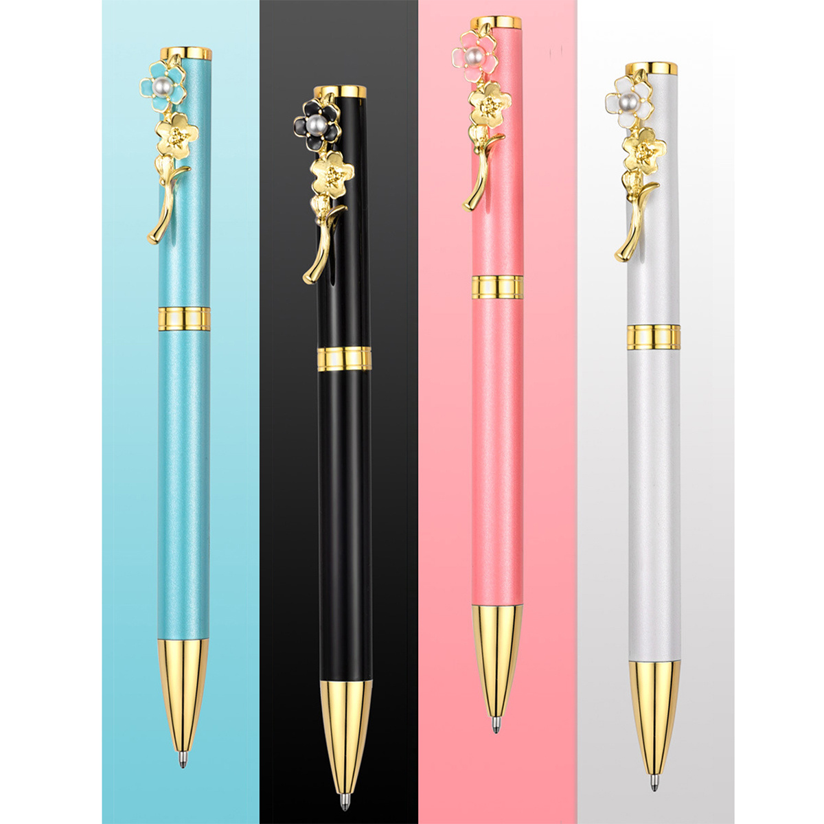 TAIKUU 久の物 11 Pack Fancy Pens Pretty Cute Pens Glitter Ballpoint Pens with  Metal Barrel Retractable Writing Pens Black Ink Medium Point 1.0 mm Pretty
