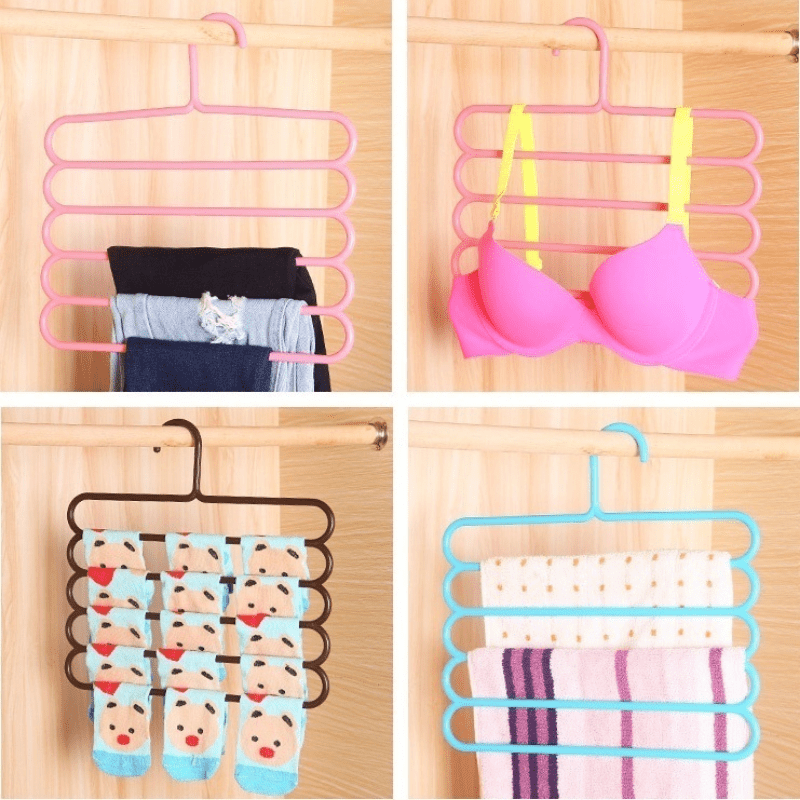 5 Layers Non-slip Multifunctional Clothes Hangers Pants Storage Hangers  Cloth Holder Rack Multilayer Scarf Tie Rack Hanger Holder Space Saving