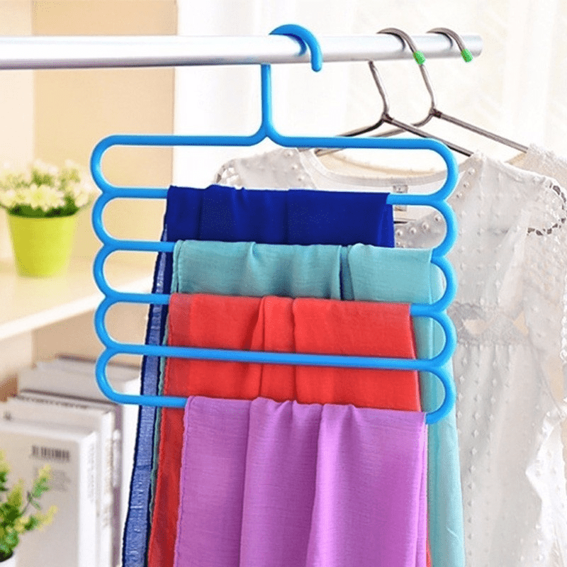 5 Layers Non-slip Multifunctional Clothes Hangers Pants Storage Hangers  Cloth Holder Rack Multilayer Scarf Tie Rack Hanger Holder Space Saving