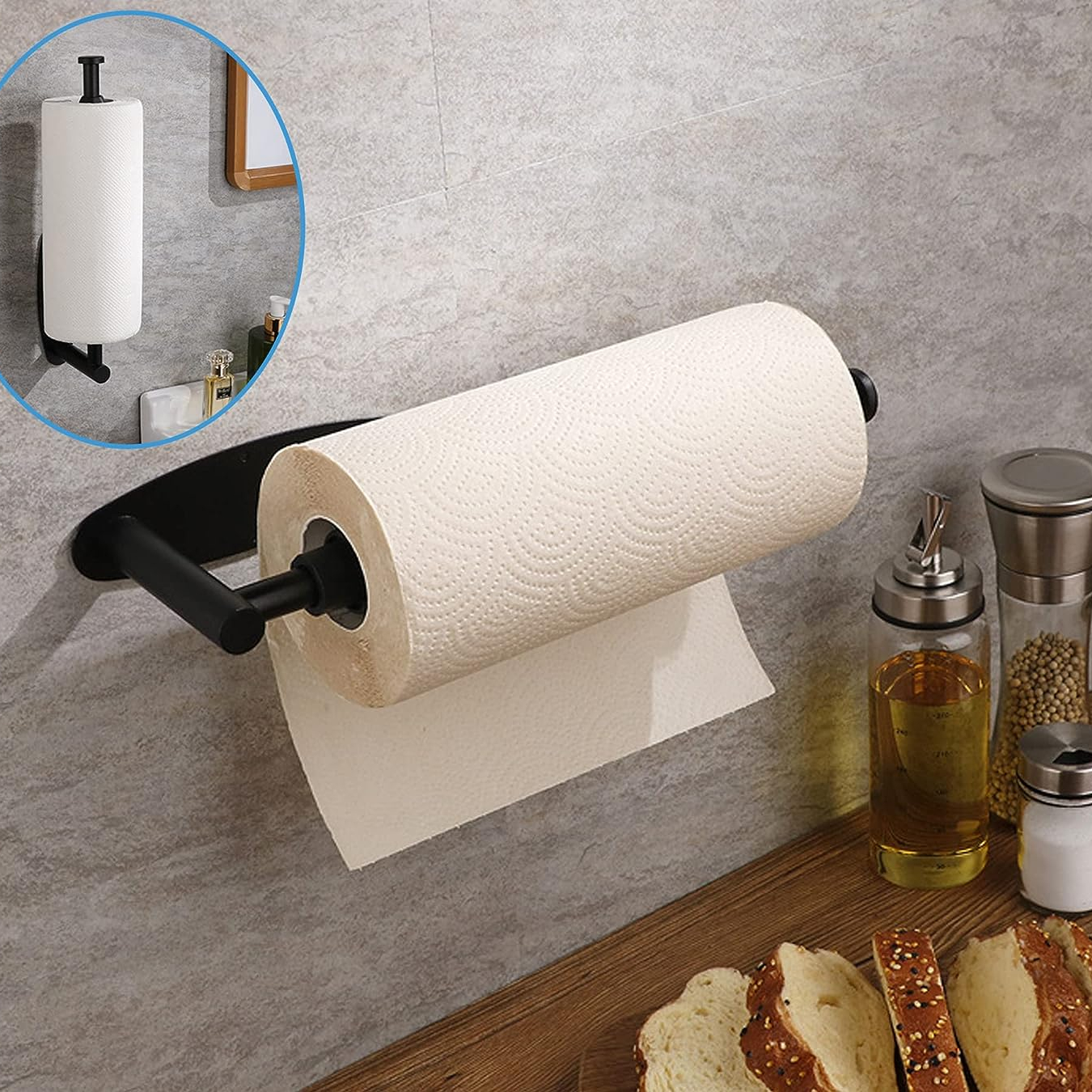 Stainless Steel Paper Towel Holder, Wall Mount for Kitchen, Bathroom, RV,  Paper Towel Rack with Self Adhesive and Screws