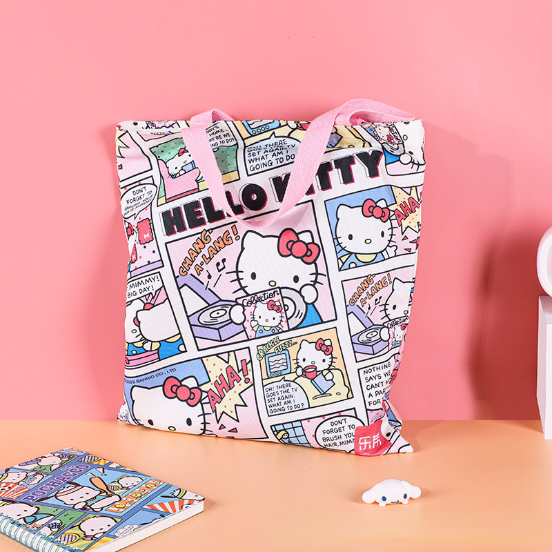 Anime Pattern Canvas Handbag Kuromi Hello Kitty Melody Pochacco Print  Storage Satchel Bag Miniso - Toys & Games - Temu