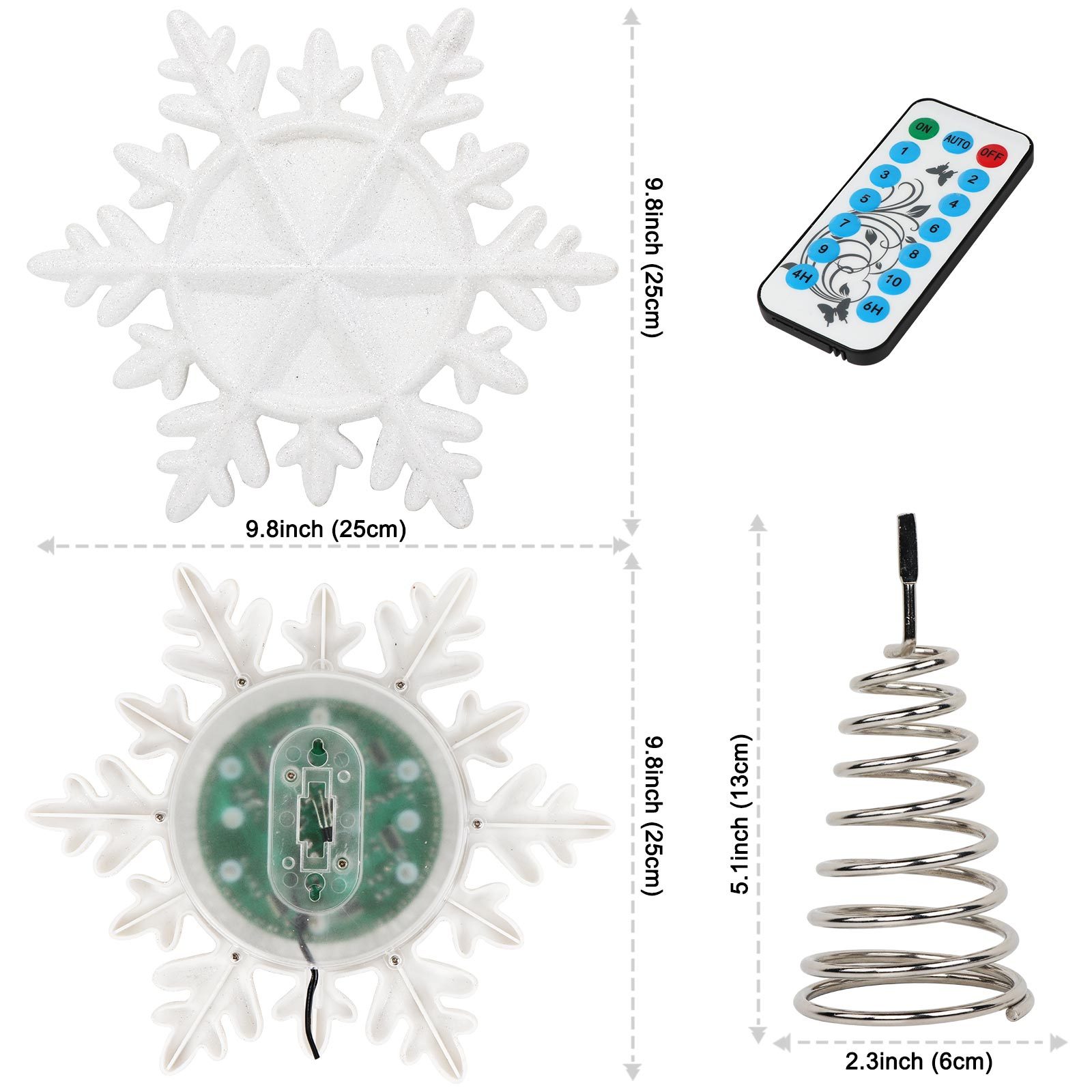 Lighted Christmas Tree Topper Led White Snowflake Tree - Temu