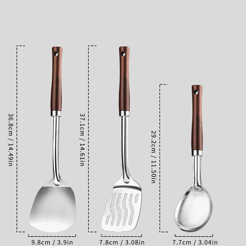 Stainless Steel Kitchen Utensils Set Wok Spatula And Ladle - Temu