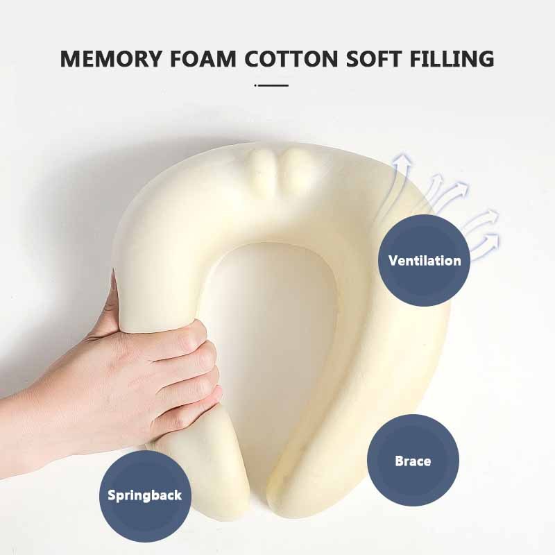 1pc travel pillow memory foam neck pillow comfortable breathable cover machine washed airplane travel pillow bedding supplies car office napping pillow for sleeping details 1