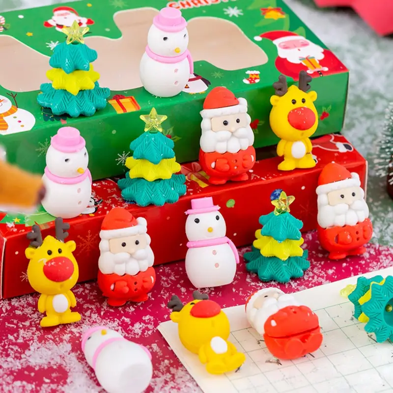 Random Merry Christmas Snowman Santa Claus Elk Rubber Eraser - Temu