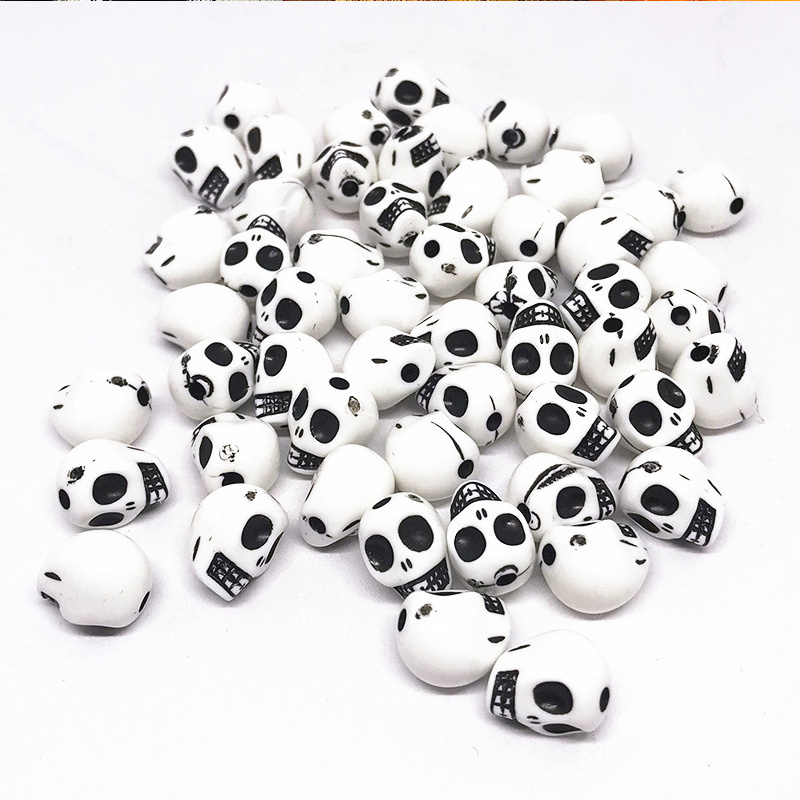 Halloween Style Colorful Acrylic Skull Beads Vertical Holes - Temu