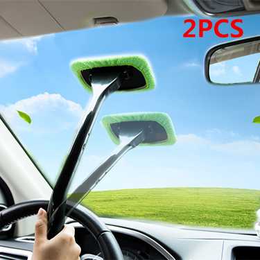 2PCS Window Cleaning Brush Kit: Get That Spotless Car Window Look With This Windshield Cleaning Wash Tool!
