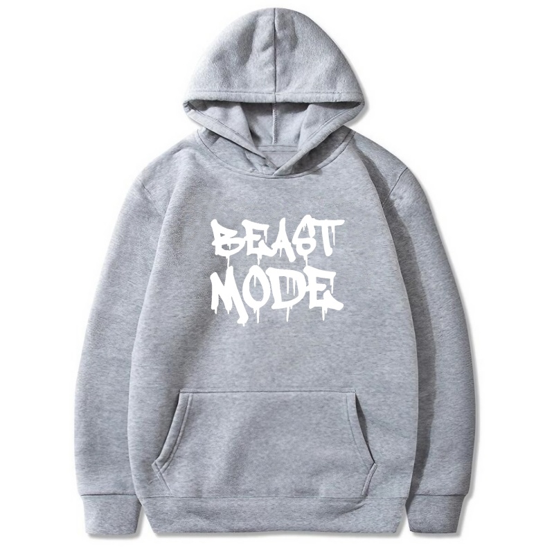 

Beast Mode Print Hoodie, Cool Hoodies For Men, Men's Casual Graphic Design Pullover Hooded Sweatshirt With Kangaroo Pocket Streetwear For Winter Fall, As Gifts