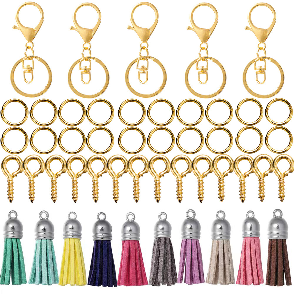 1 Bag 180pcs 20 Sets Keychain Tassels Bulk, Inspirational Charms Key Chain  Making Kit, Faux Suede Tassel Inspiration Charms, For Jewelry Making Lobste