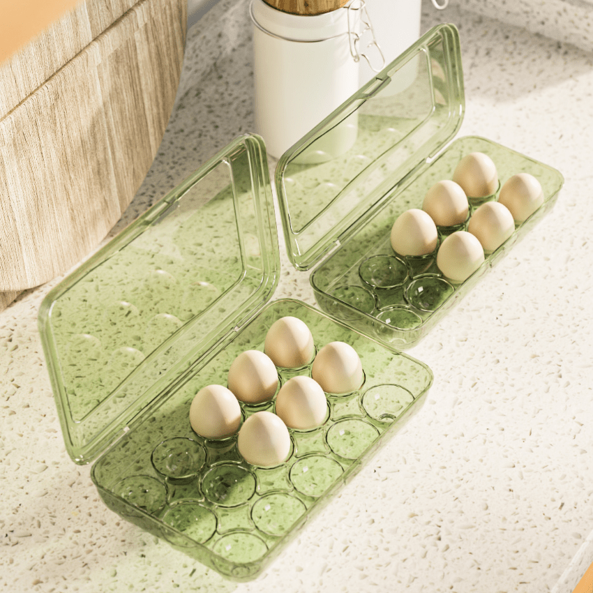 Huevera de plastico para 10 huevos con tapa Transparente