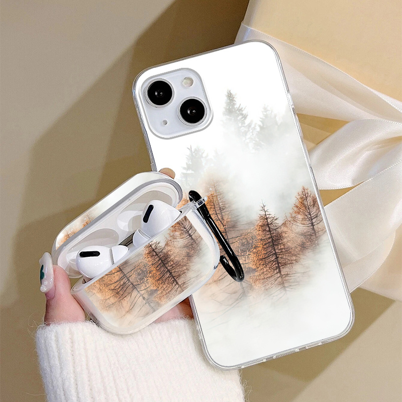 

1pc Case For Airpods 1 Or 2 & 1pc Graphic Printed Phone Case For 11 14 13 12 Pro Max Xr Xs 7 8 6 Plus Mini, For Airpods 1 Or Earphone Case Luxury Silicone Cover Soft Earphone Protective Cases