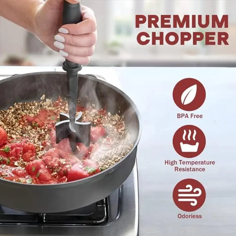 Meat Chopper for Hamburger, Premium Heat Resistant Masher and Smasher for  Ground Beef, Ground Turkey and More, Nylon Ground Beef Chopper Tool and  Meat