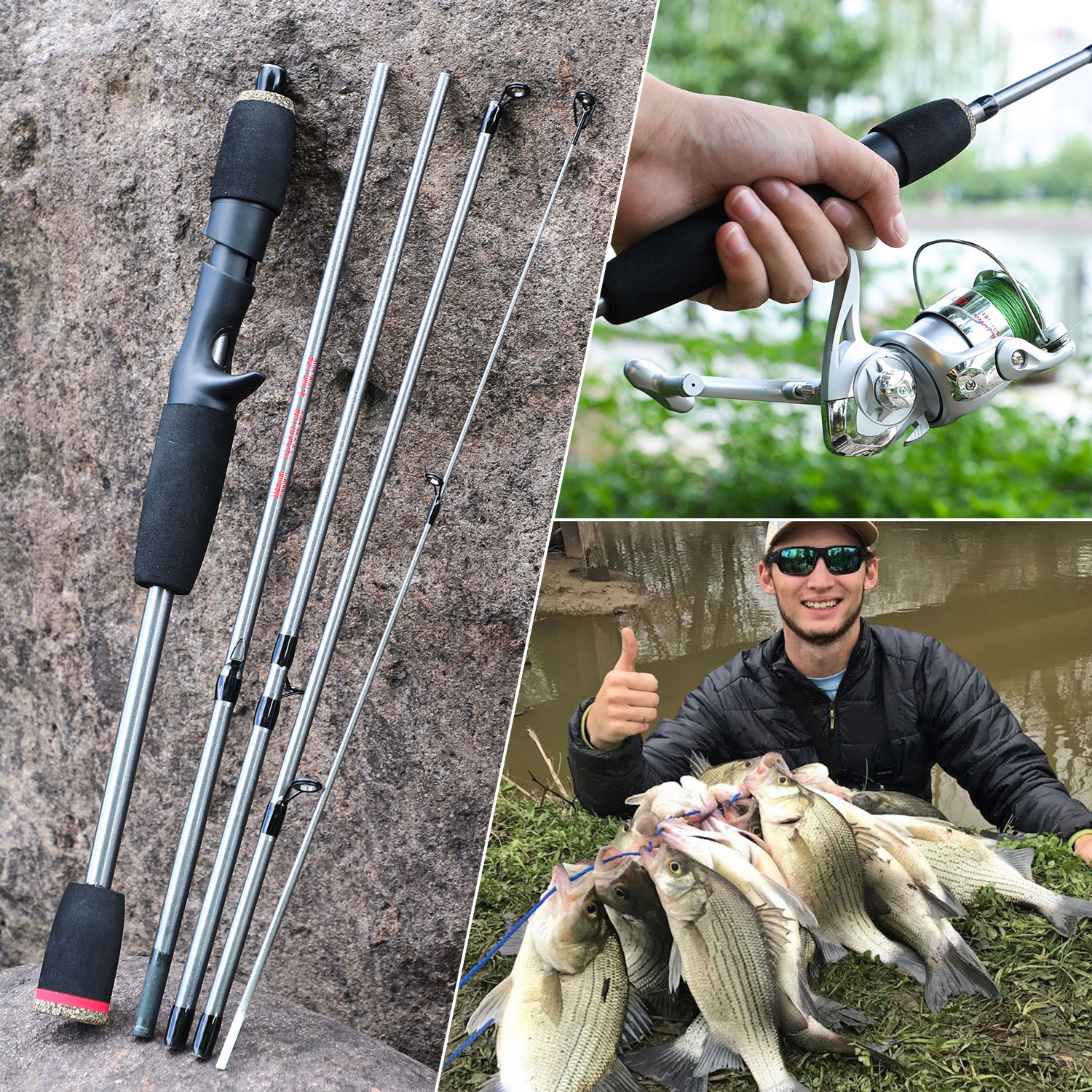 Sougayilang[beginner]fishing Rod 5 Sections Spinning/casting - Temu