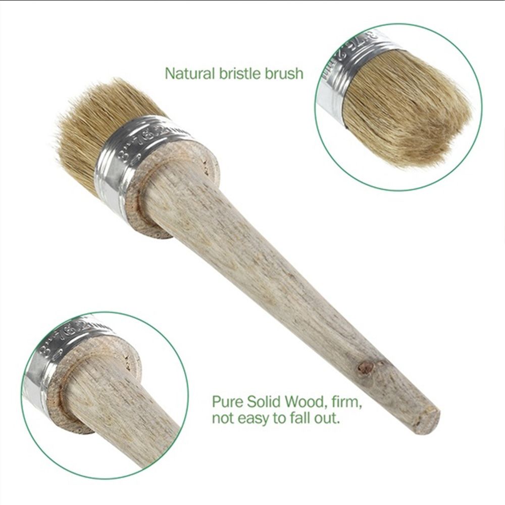 20-40mm Chalk Paint Wax Brush for Furniture Stencils w/ Natural Bristles