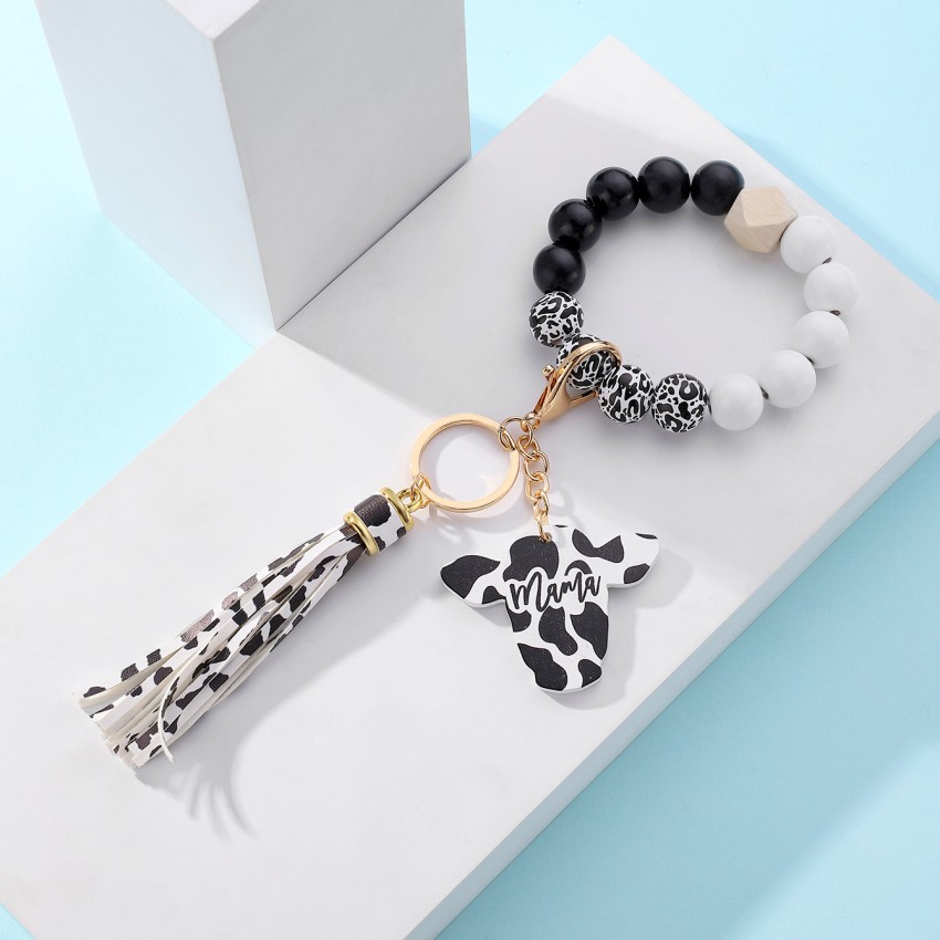 Marble Beaded Silicone Bracelet Keychain Pendant Pvc Purse Key Ring Pendant  - Temu