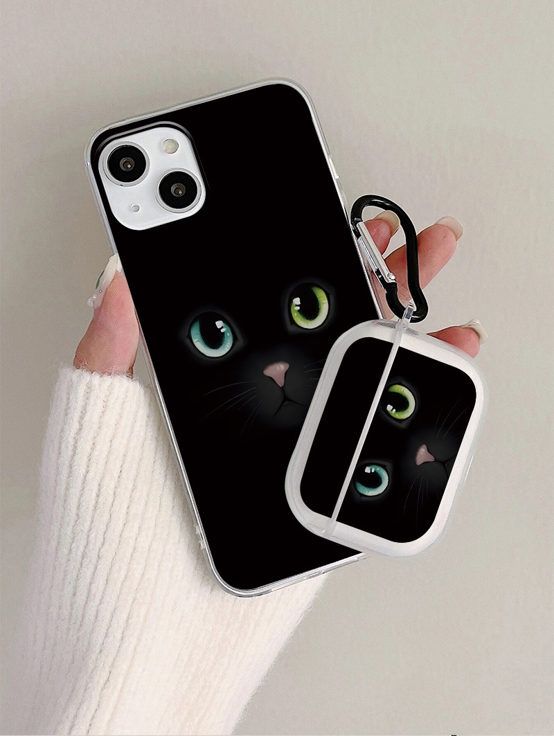 Case For Pro & Case Black Cat Graphic Phone Case For Iphone 11 14 13 12 Pro  Max Xr Xs 7 8 6 Plus Mini Earphone Case Cht Luxury Silicone Cover - Temu
