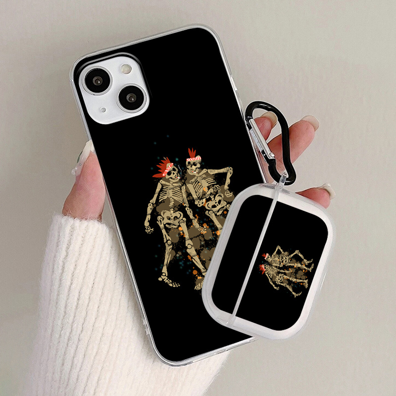 1pc Case For Pro 1pc Case Human Skeleton Graphic Phone Case For IPhone 11 14 13 12 Pro Max XR XS 7 8 6 Plus Mini Earphone Case Luxury Silicone