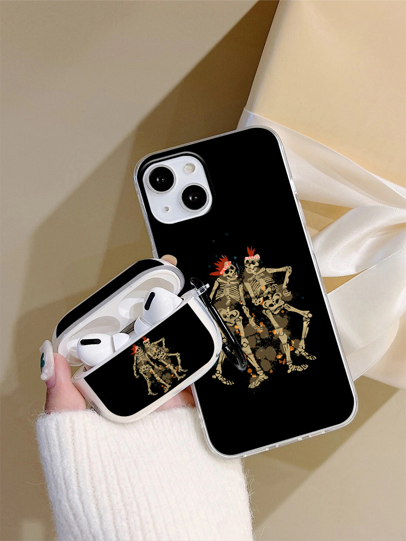 1pc Case For Pro 1pc Case Human Skeleton Graphic Phone Case For IPhone 11 14 13 12 Pro Max XR XS 7 8 6 Plus Mini Earphone Case Luxury Silicone