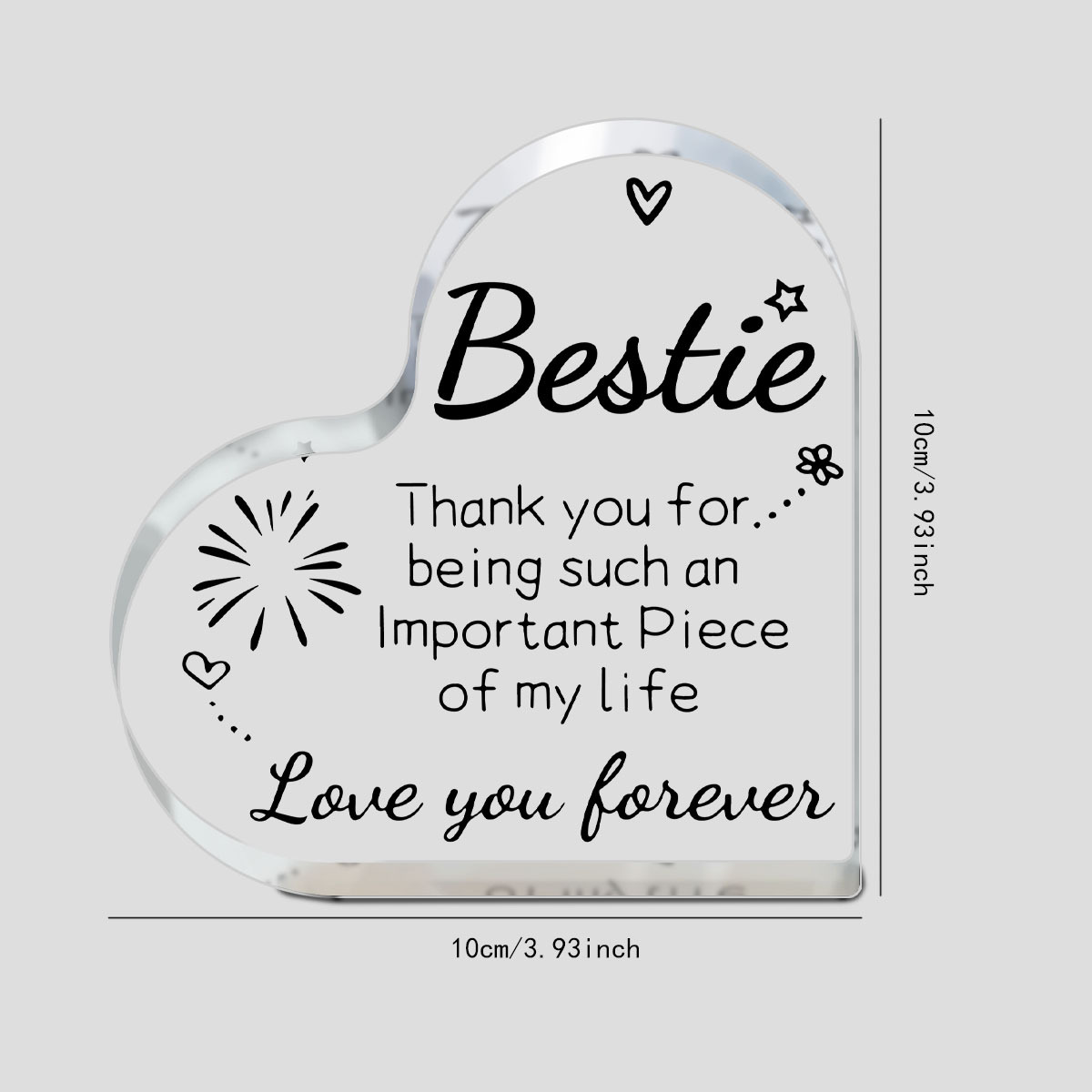 1pc, To My Bestie Gifts - Migliori Amiche Regali Per Donne Acrilico Placca  A Cuore Decorazioni Da Scrivania Per La Migliore Amica Sorella Ragazze