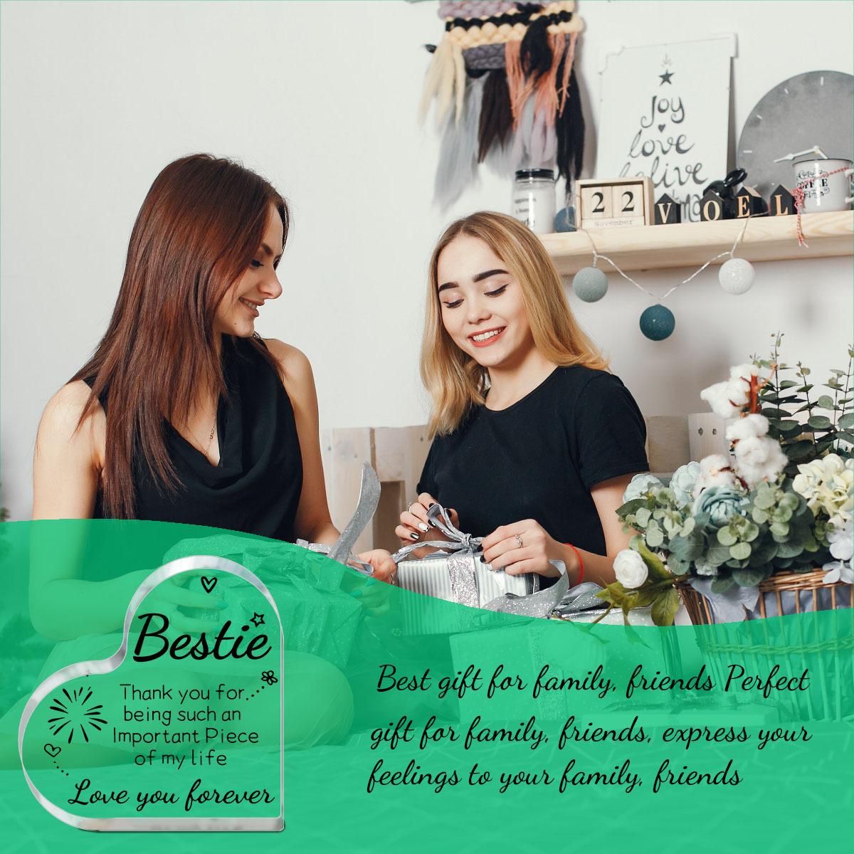 Migliori Regali Di Compleanno Per Amiche Donne, Regali Di Amicizia Per  Amiche Donne, Regalo Di Amicizia A Distanza Per Amica Donna Bff Bestie  Sorella, Divertente Cuore Acrilico Regali Targa