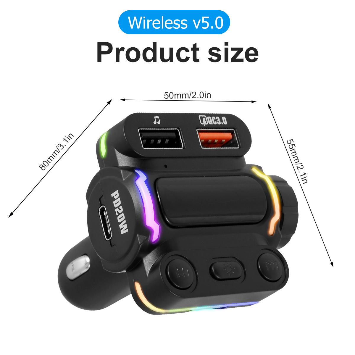 Comprar Transmisor FM Bluetooth 5,0 para coche, receptor de Audio  inalámbrico con manos libres, reproductor MP3 automático 2.1A, cargador  rápido USB Dual, accesorios para coche